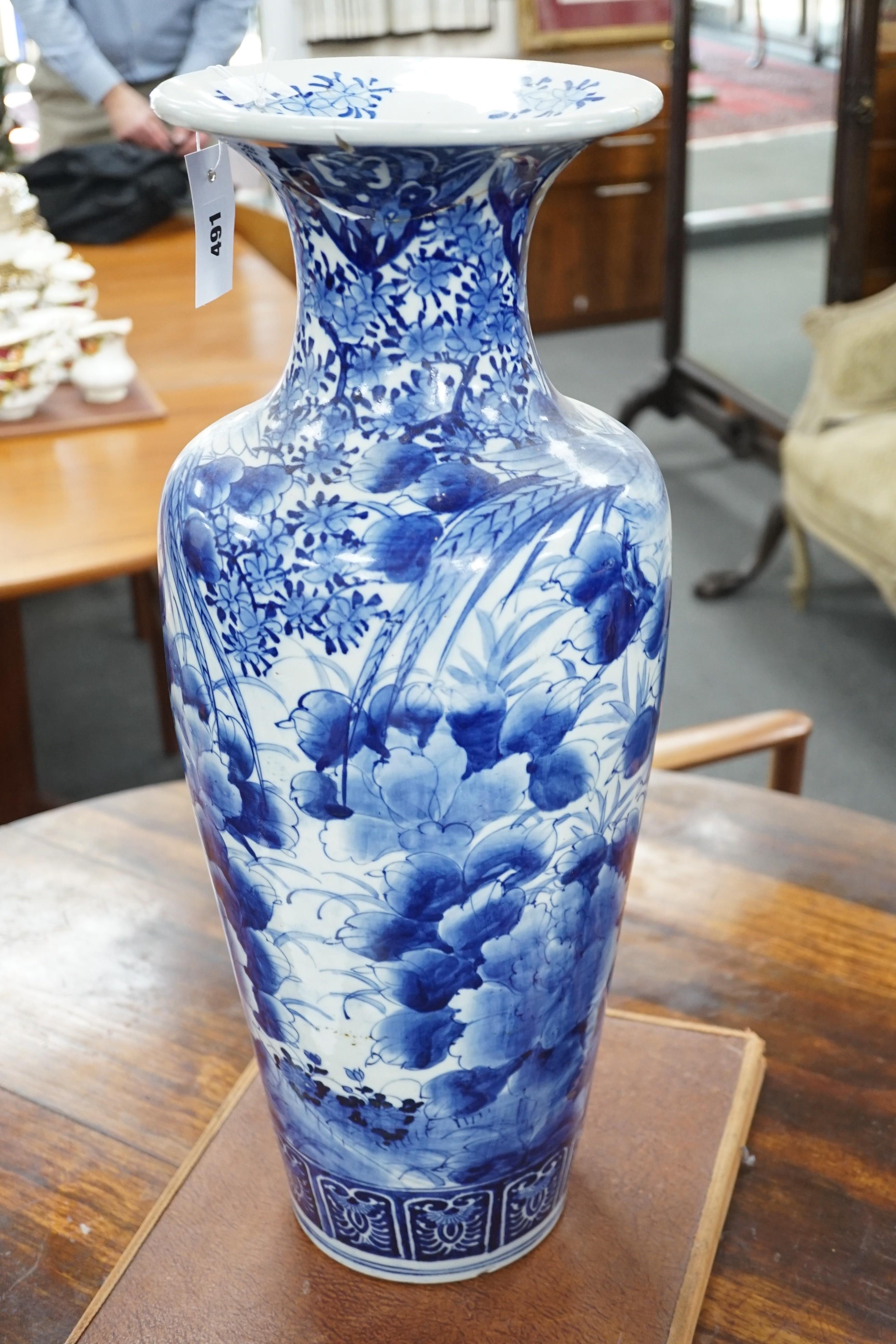 A Japanese blue and white vase-61 cms high.